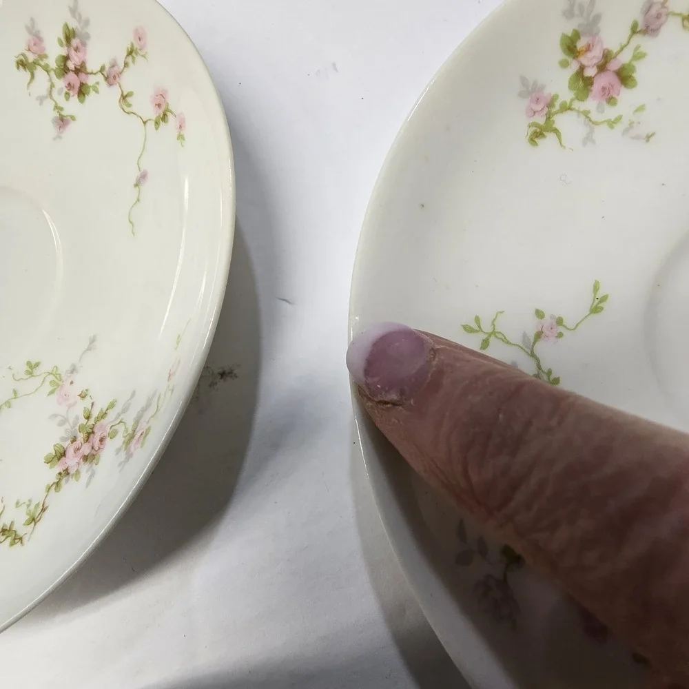 Theodore Haviland Pink Roses Saucers Set Of 5 Limoges France Porcelain* No Cups‎